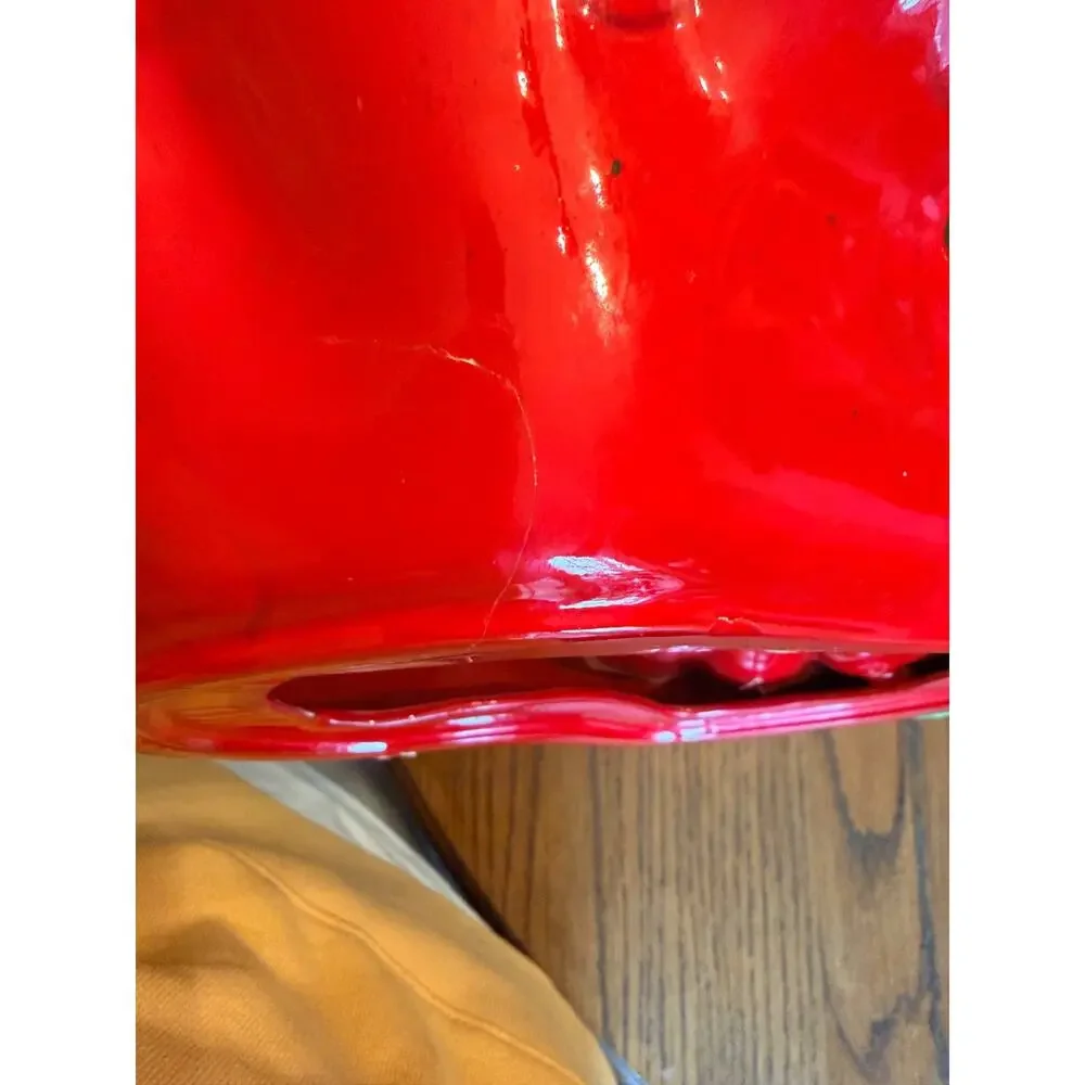 Vibrant Red Lobster Shell Ceramic Divided Serving Dish Coastal Decor Sea Life